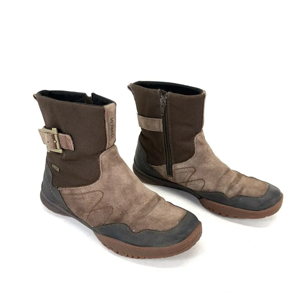 MERRELL New Albany Sky Women’s 8 Waterproof Zip Short Boot Expresso Brown